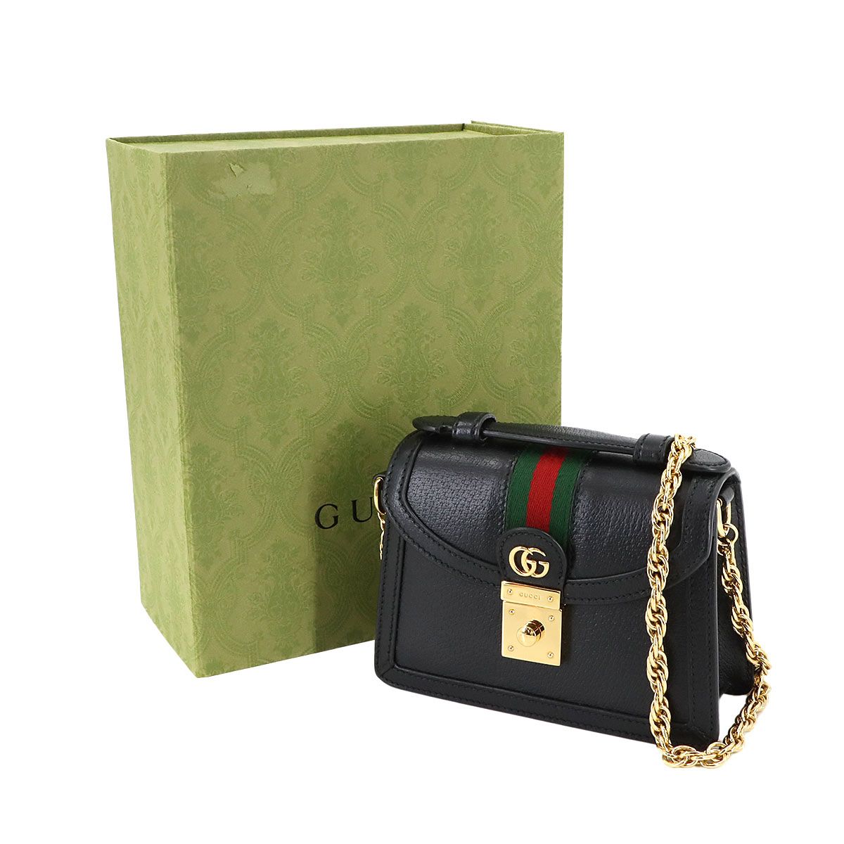 新品同様 グッチ GUCCI オフィディア ミニ 2way ハンド チェーン 