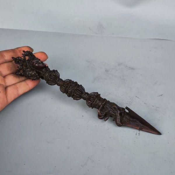 銅製 法器 金剛降魔杵 鎮宅 辟邪開運 風水 招財 置物 工芸品 銅製 法器 三面仏降魔杵 金剛杵 鎮宅辟邪 開運風水 招財 置物