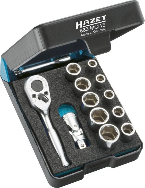 HAZET ハゼット ラチェットハンドル付きソケットセット 13点 863MC|13 差込角6.35mm