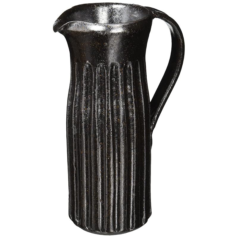 丸伊製陶 信楽焼 へちもん 花瓶 フラワーベース 大きい 縦長 黒錆彫水差し 陶器 MR-1-2509