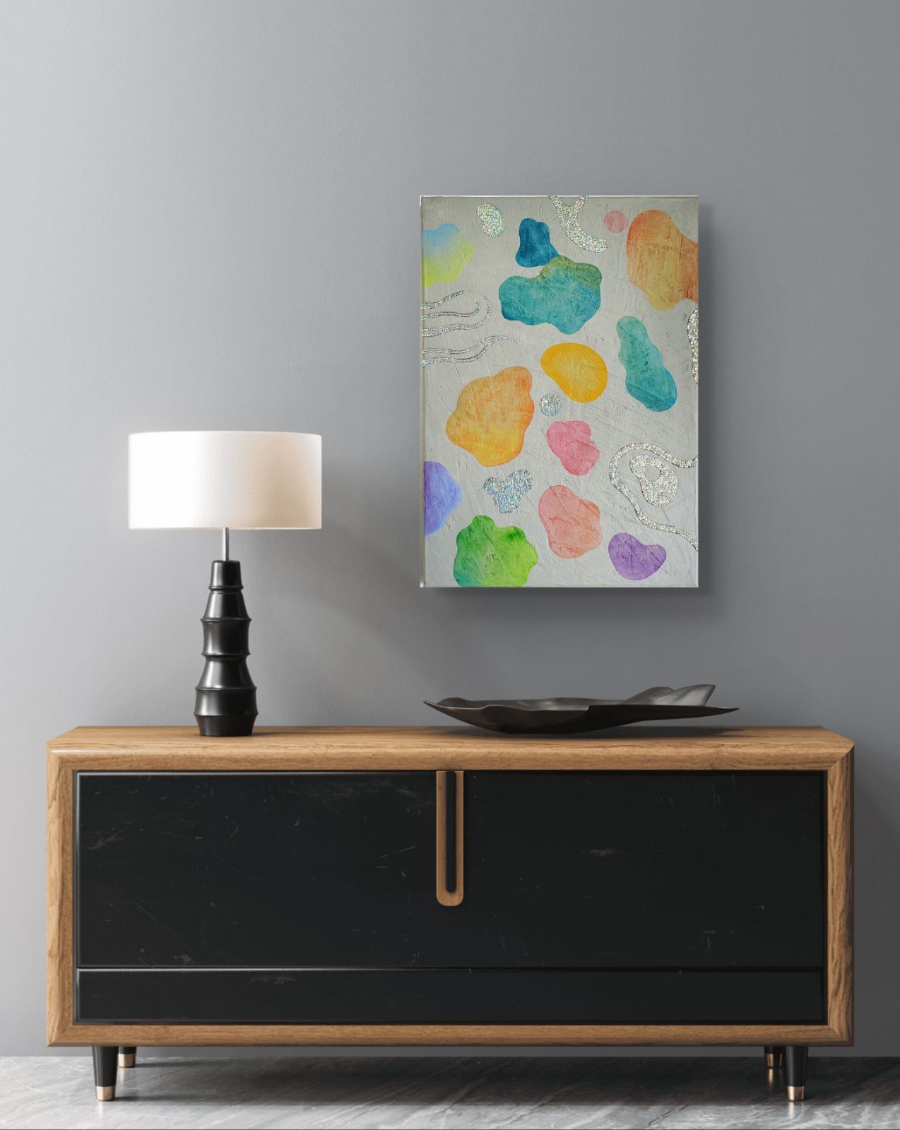 夢うつつ 抽象画 42×30㎝ キャンバス 原画のみ モダンアート インテリア ギフト おしゃれ アートパネル 現代アート