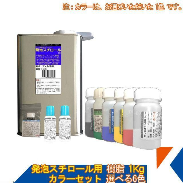 キクメン FRP 発泡スチロール用樹脂1Kg カラーセット 選べる6色 トナー