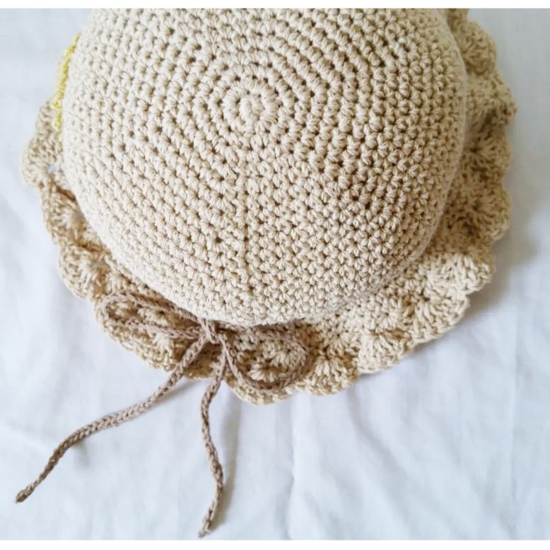 麦わら風 ひらひら帽子 コットン ベビー キッズ ハンドメイド オーダー  