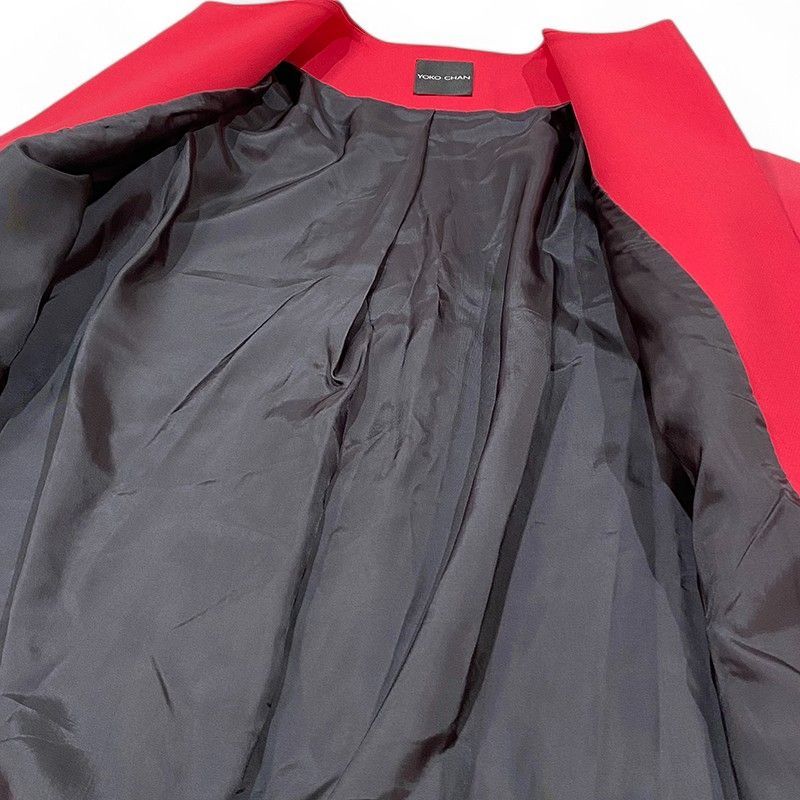 ヨーコチャン ノーカラー バックプリーツコート 2WAYカラーバック