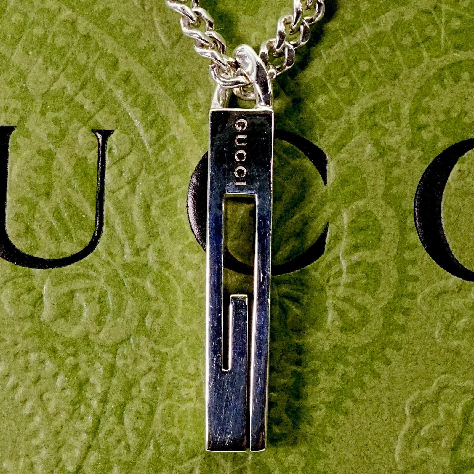 極美品 グッチ カットアウトG バー キヘイチェーン ネックレス/25-701S