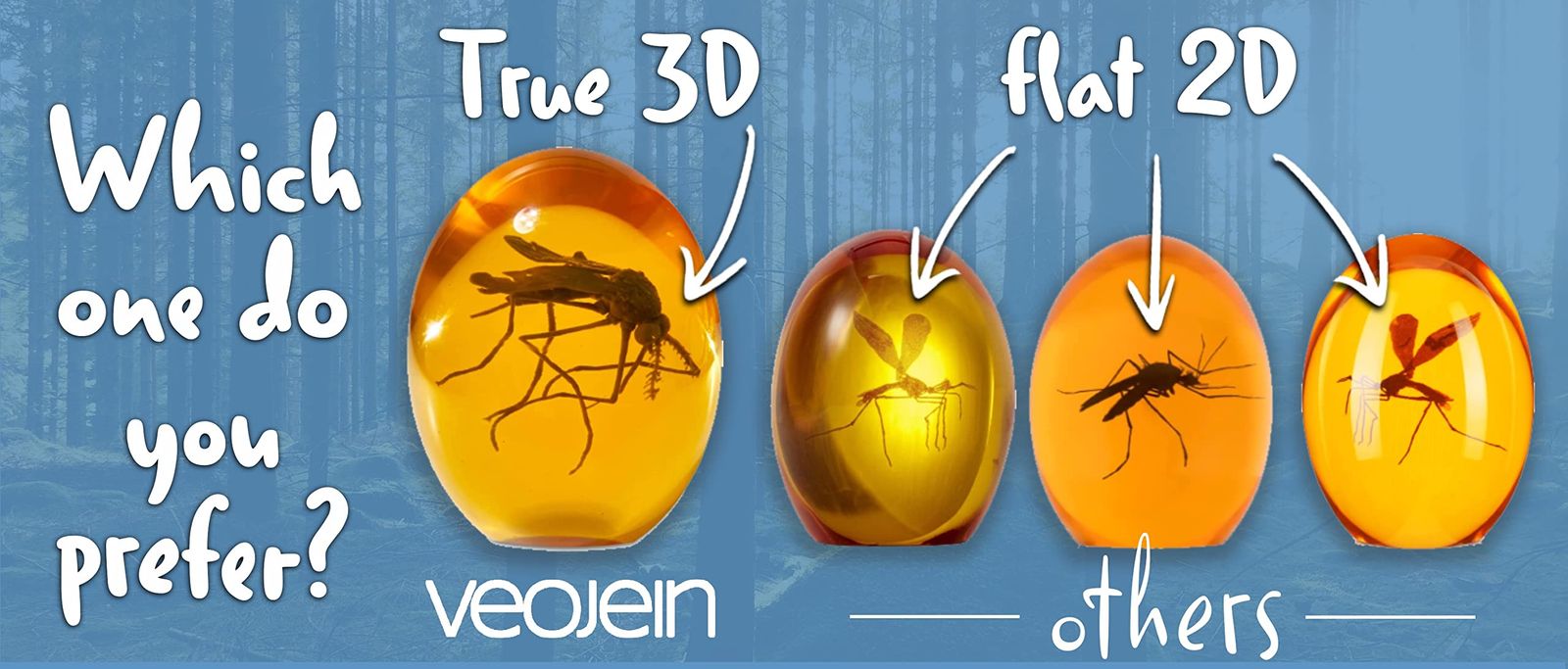 VEOJEIN ジュラシック3Dモスキート 琥珀樹脂製 | 真の3Dオリジナル