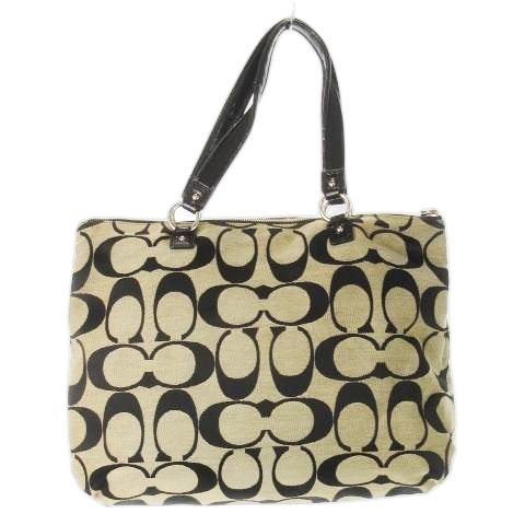 コーチ COACH トートバッグ キャンバス レザー 革 エナメル シグネチャー タック 黒 ブラック F22947 CK12 GY11