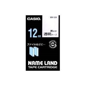 (業務用50セット) カシオ CASIO 透明テープ XR-12X 透明に黒文字 12mm