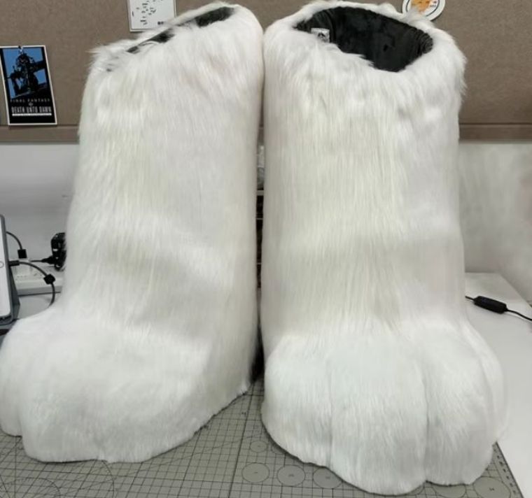 マスク ファースーツ 着ぐるみセット 犬 赤 グレー ケモノ ファー