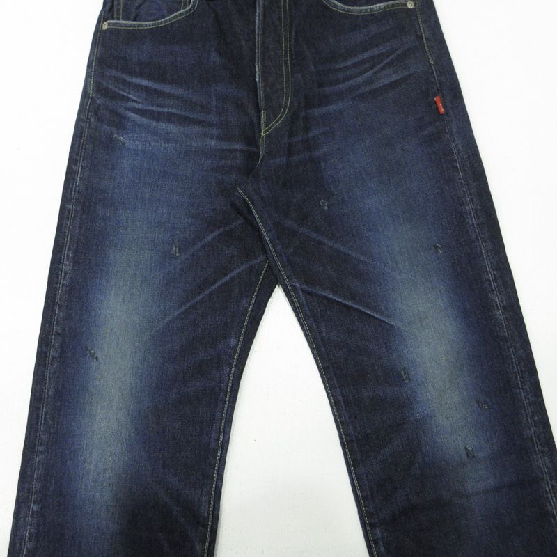 加工ボタンフライデニムパンツ