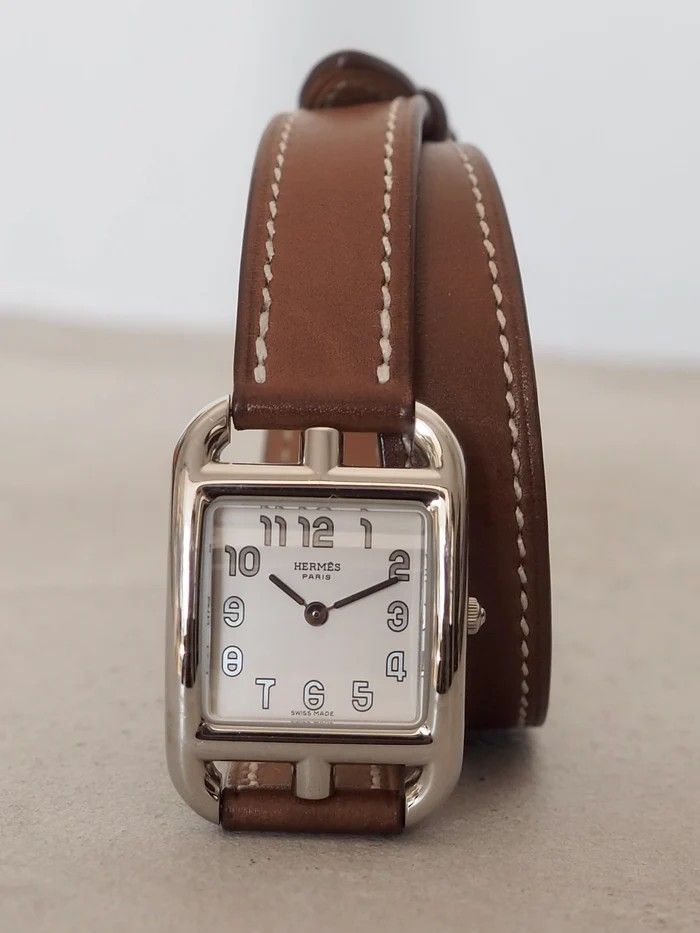 HERMES ケープコッド ドゥブルトゥール ウォッチ シルバー ブラウン ヴィンテージ