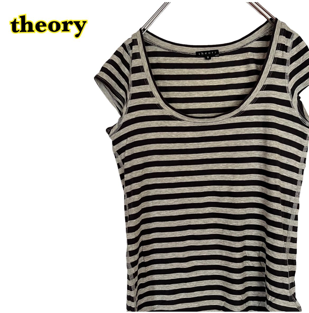 theory セオリー 半袖Tシャツ ボーダー 紺グレー レディース 2サイズ