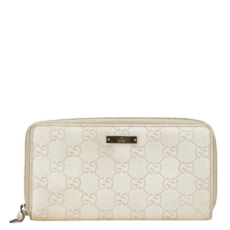 グッチ グッチシマ 長財布 ラウンドファスナー 307980 アイボリー レザー レディース GUCCI 1-0203622