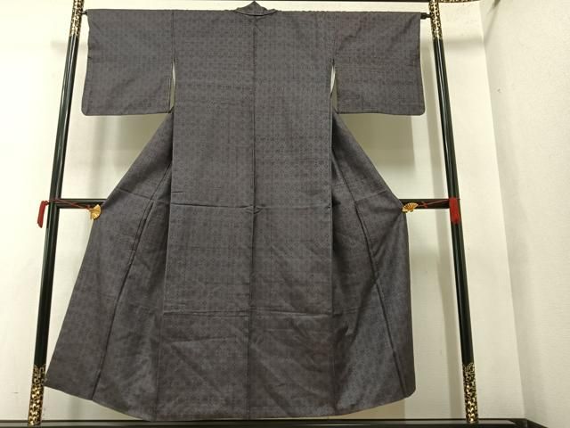 平和屋着物●花織　紬　鉄御納戸色　正絹　逸品　AABA5246ph 平和屋着物○花織 紬 鉄御納戸色 正絹 逸品 AABA5246ph