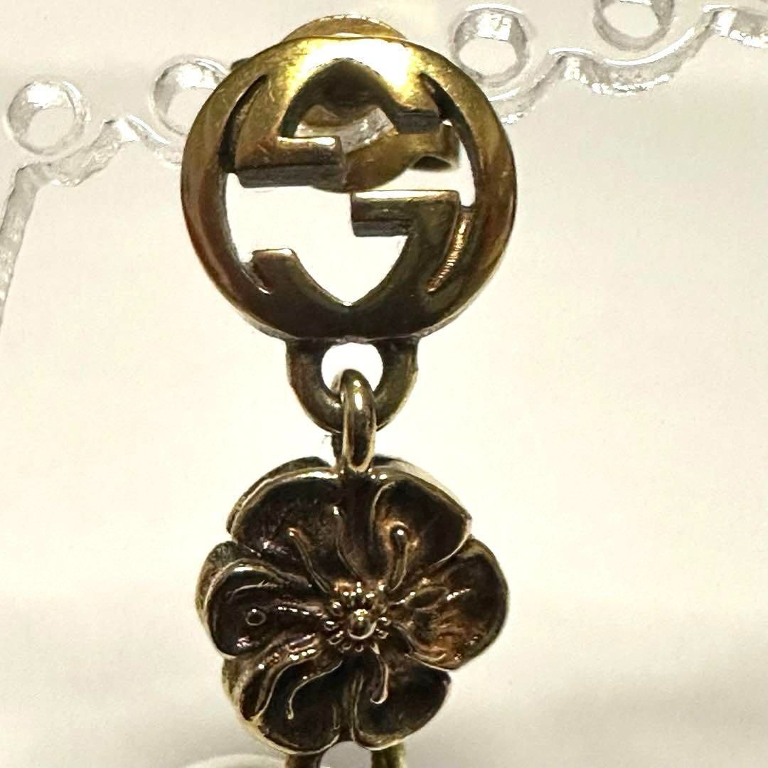 グッチ GUCCI ピアス インターロッキングG フラワー 花 グラスパール
