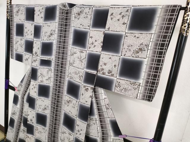 市松笹花文 暈し染め