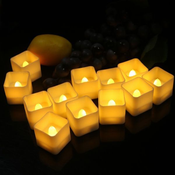 1個【四角い LEDキャンドル】36mm角×高さ35mm キューブ ブロック 四角