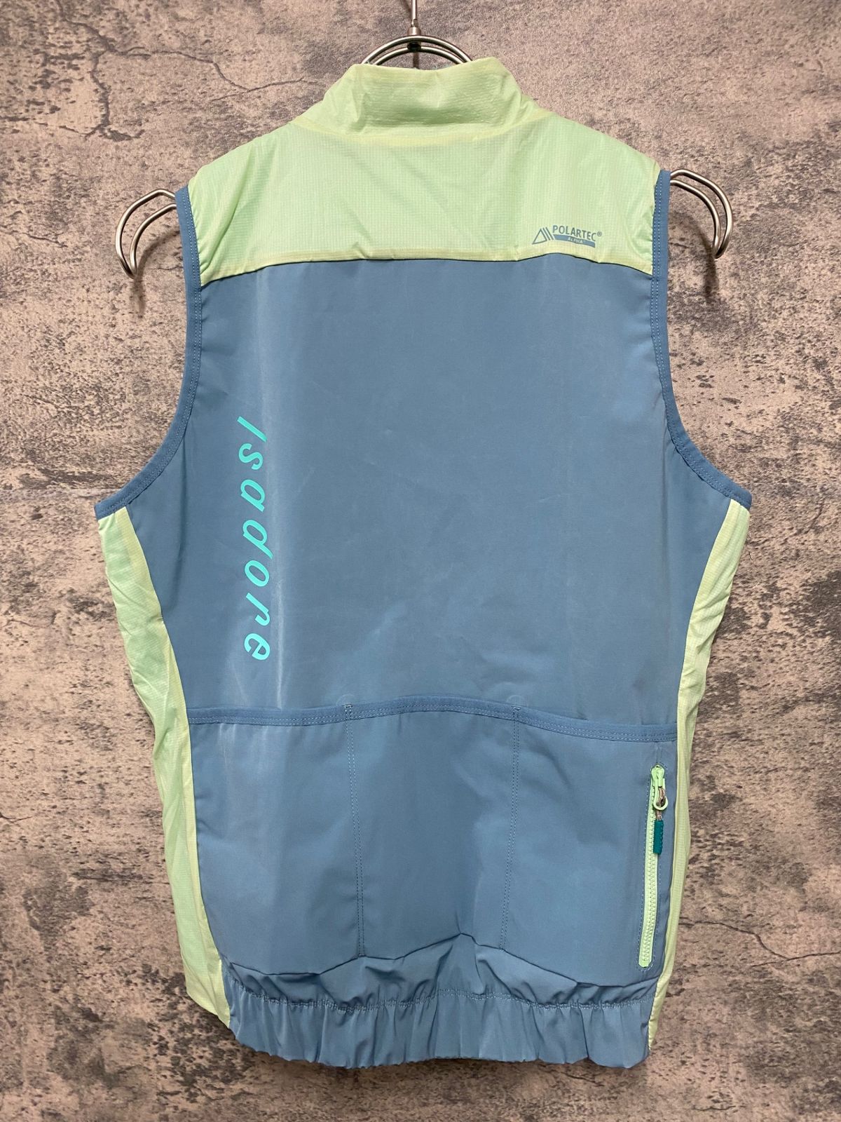 JJ802 イザドア Isadore ALTERNATIVE INSULATED VEST ジレ サイクルベスト 薄緑 XS 裏起毛 PERTEX