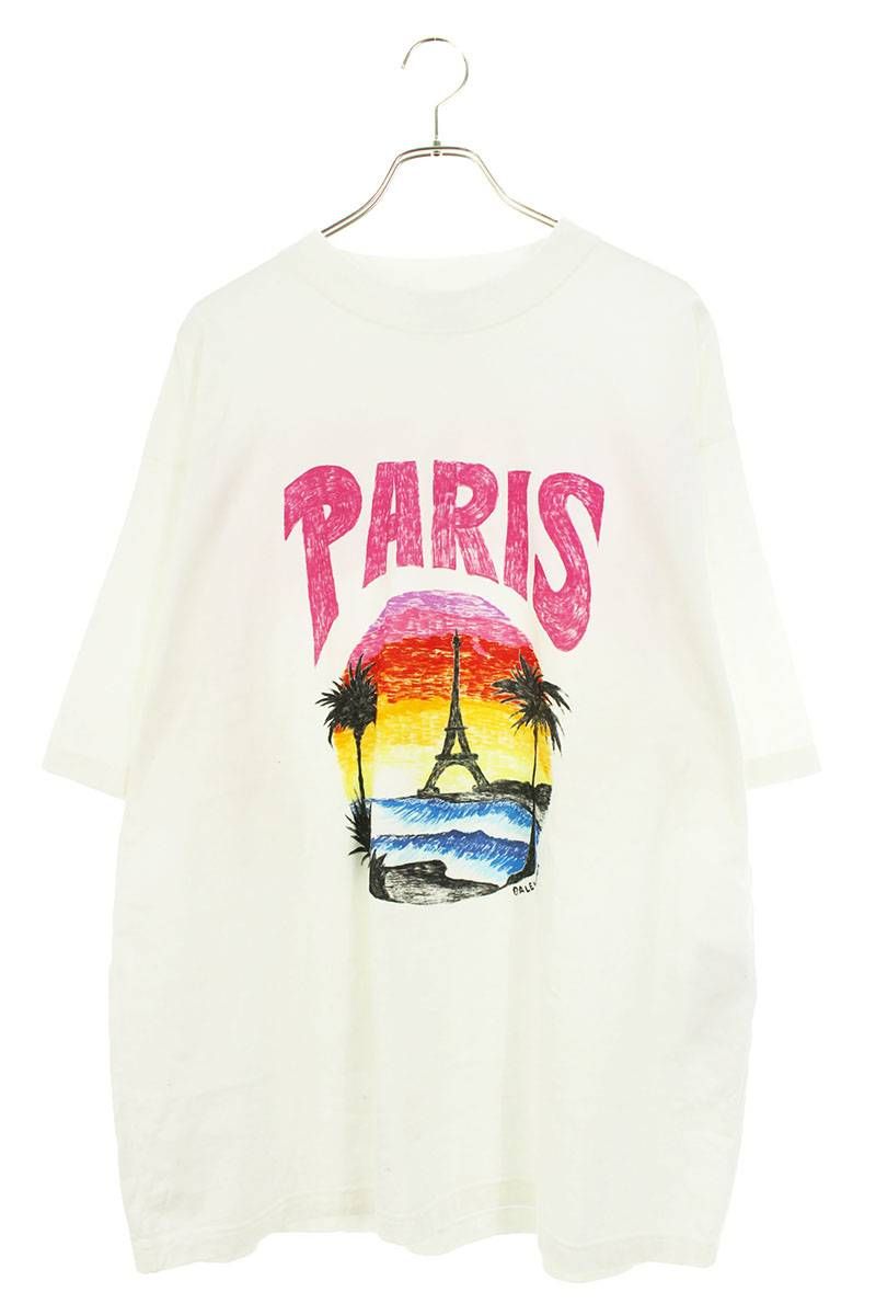 バレンシアガ 764235 TPVL9 トロピカルパリグラフィックTシャツ メンズ