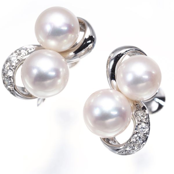 TASAKI タサキ イヤリング パール 真珠 6.5-7.1mm ダイヤ