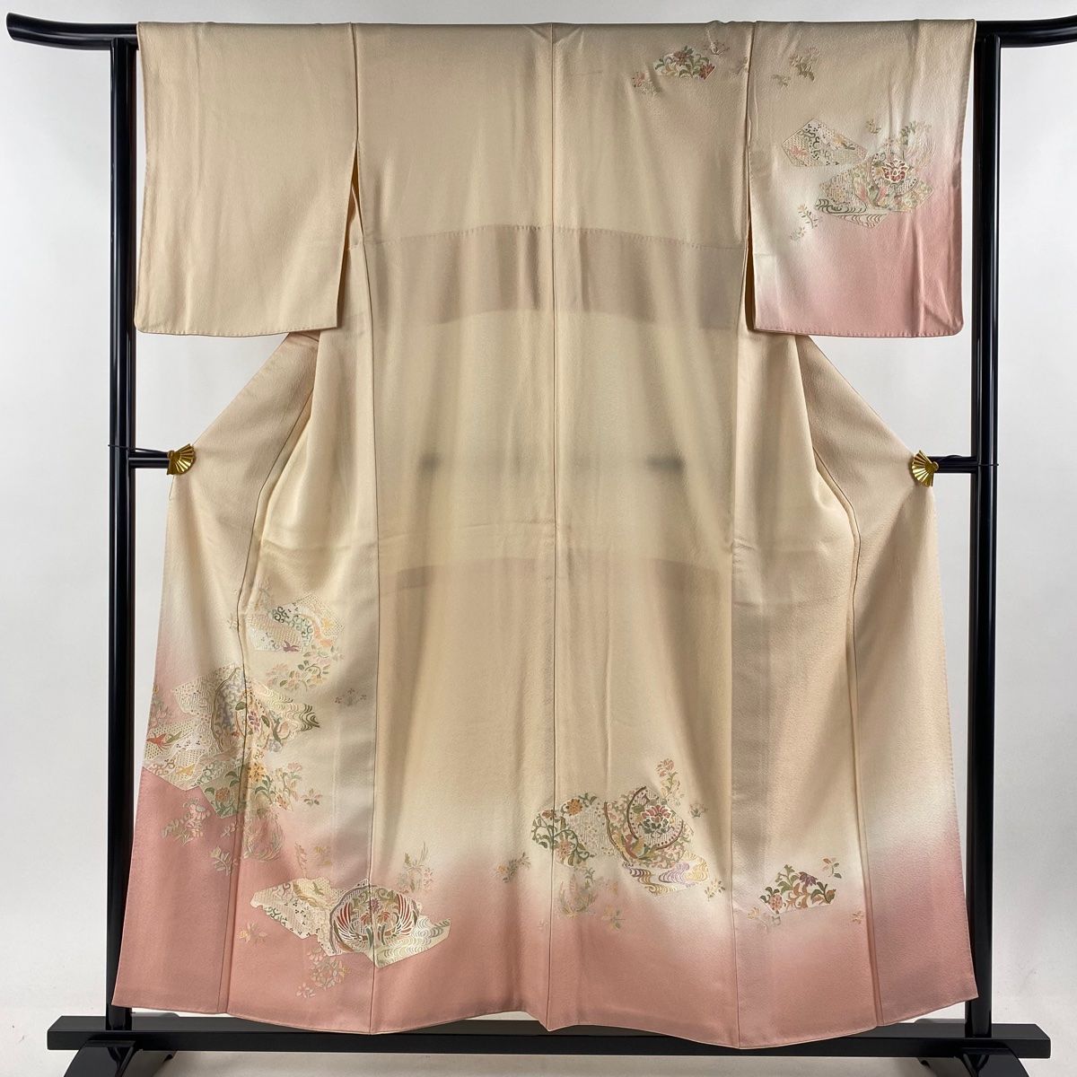 付下げ 身丈154.5cm 裄丈63cm S 袷 鳳凰 草花 蘇州刺繍 ぼかし 薄  