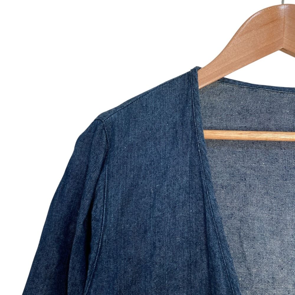 nest Robe ネストローブ リネンデニム 長袖 ロング ラップドレス ワンピース インディゴブルー レディース 古着