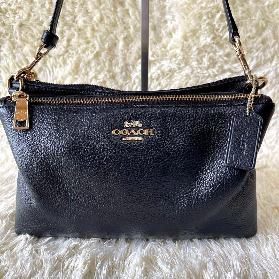 COACH コーチ ショルダーバック ペブルド ブラック 黒 シボレザー