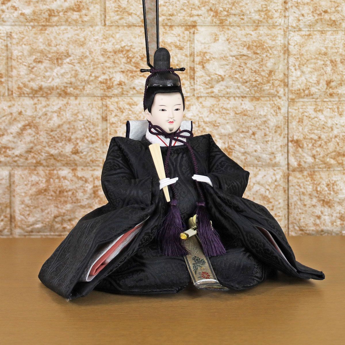 会津天神様 五月人形 郷土玩具 ガラスケース入 美品 天神様 ガラス ケース入り(衣装 京都西陣織/黒) 黒ガラスケース入り