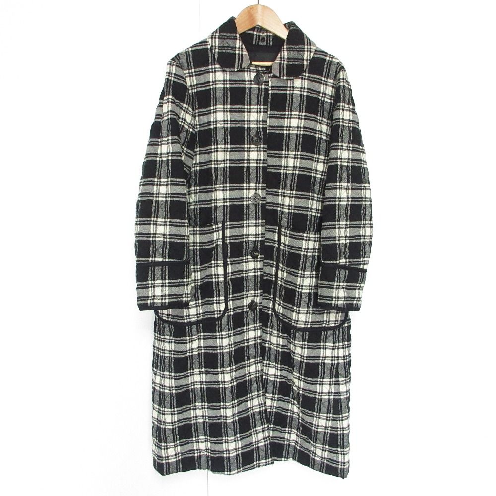 美品 yori ヨリ フェイクファーカラー 2WAY チェック柄 ロング