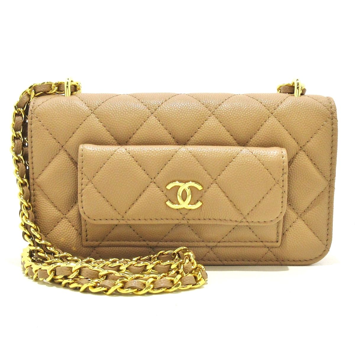 CHANEL(シャネル) 財布美品 マトラッセ AP3465 ベージュ チェーン ...