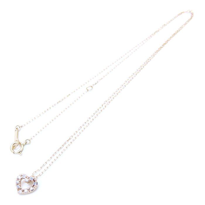 4℃ ヨンドシー ハート ネックレス ダイヤモンド K10YG イエロー