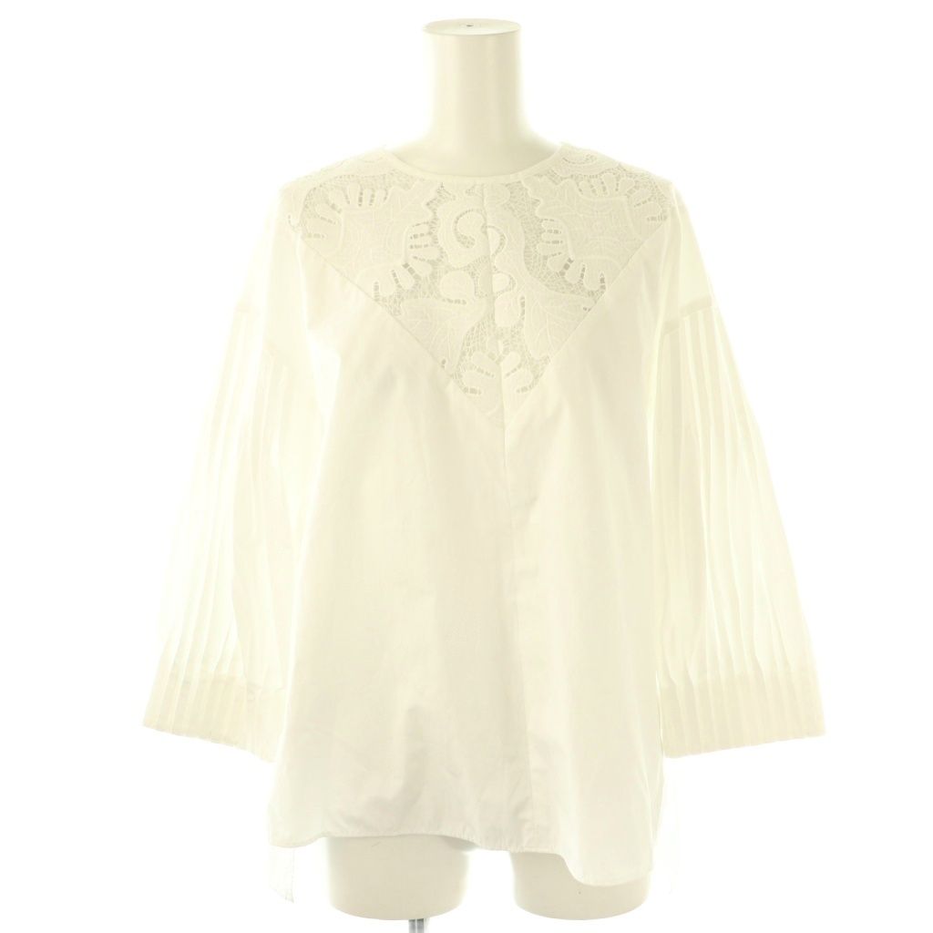 アドーア ADORE 23SS リーフオーナメントレースブラウス 七分袖 38 白 ホワイト |AT OS