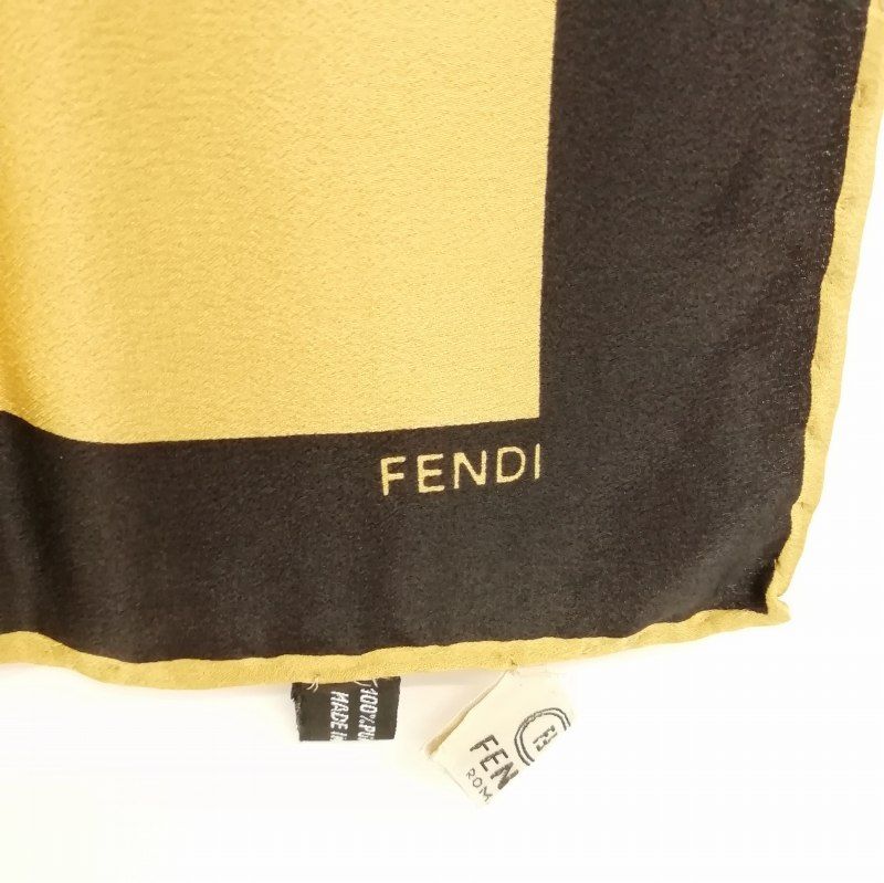 フェンディ FENDI ヴィンテージ 大判 シルク スカーフ ワンポイント 
