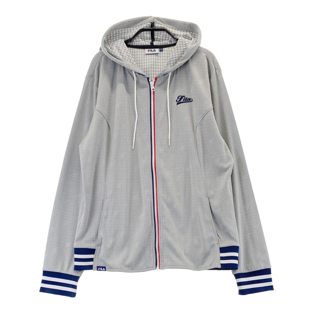 サイズ：LL FILA GOLF フィラゴルフ  ジップパーカー チェック 総柄 グレー系 [240101448235] ゴルフウェア レディース ストスト サイズ：LL FILA GOLF フィラゴルフ ジップパーカー チェック 総