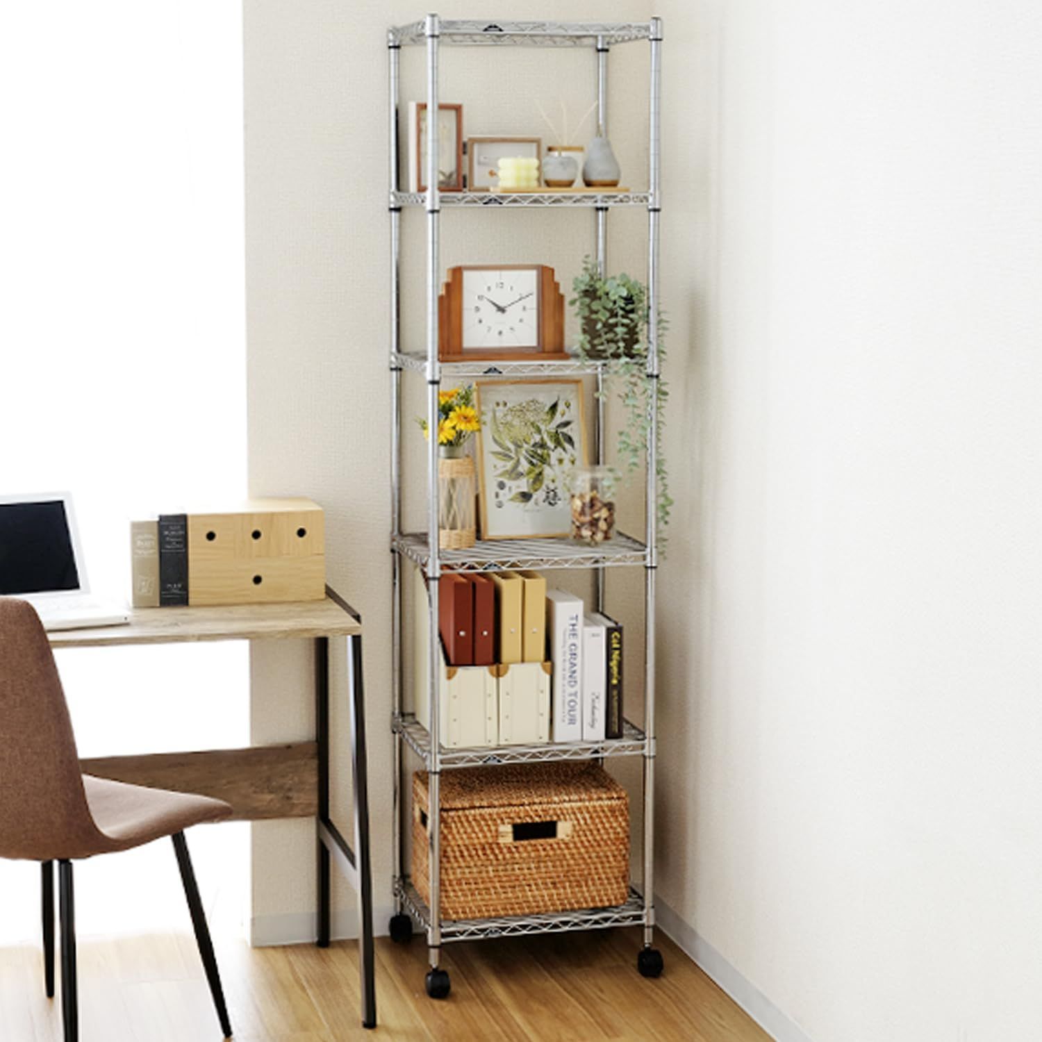 特価　キッチン収納 幅45 収納棚 6段 IHT4518-6 スチールラック 耐荷重150kg コンパクト スリム ライト サビに強い 防錆加工 ルミナス キャスター付き 豊富なカスタムパーツ ドウシシャ ポール径1