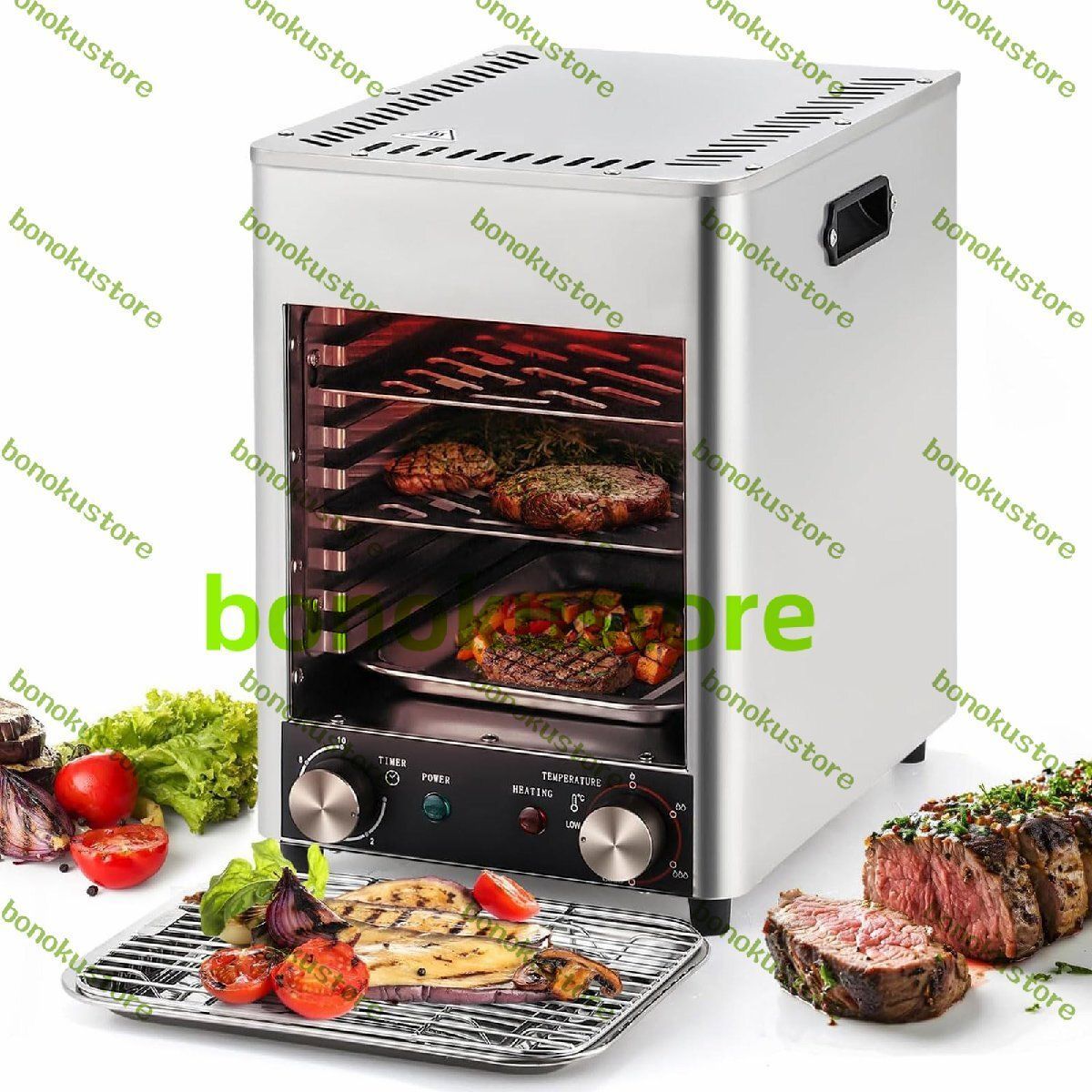 1700W業務用屋内ステーキグリル 8層ポータブル無煙ステーキマシン 100?800℃温度調節 10分タイマー ステーキ ラムチョップ