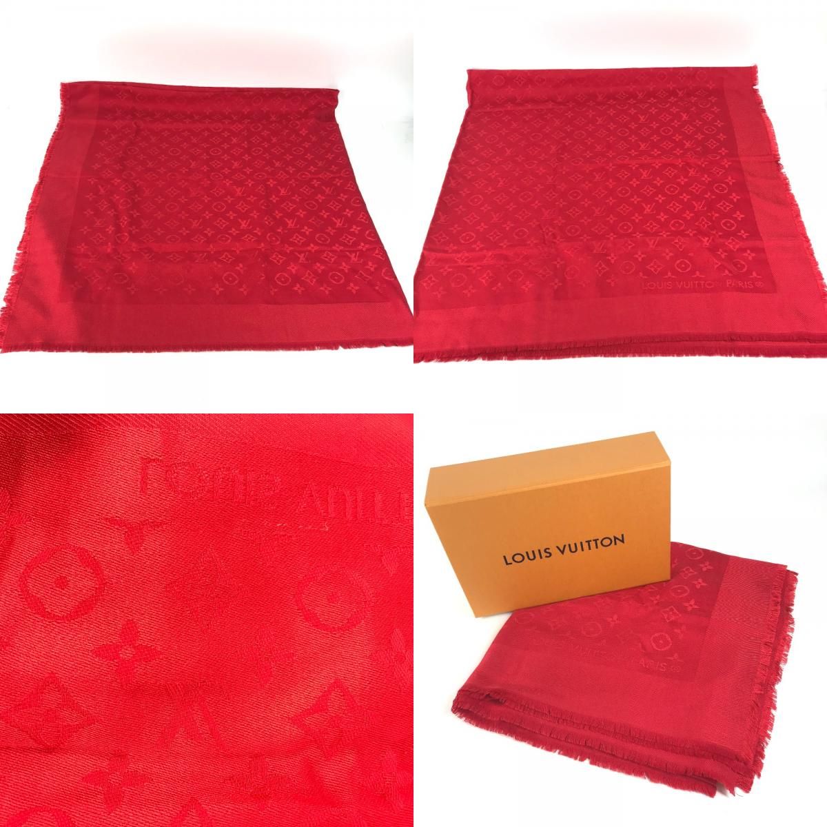 LOUIS VUITTON ルイヴィトン ショール ウール レッド ルイヴィトン