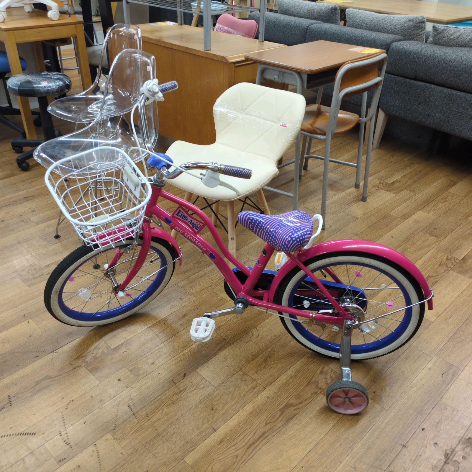 J208 多少小キズ使用感 子供自転車 Little Angel 18インチ ピンク