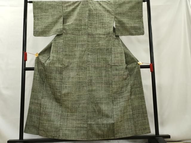 平和屋着物○上質な紬 刺繍 横段文 正絹 逸品 AAAX0793zg