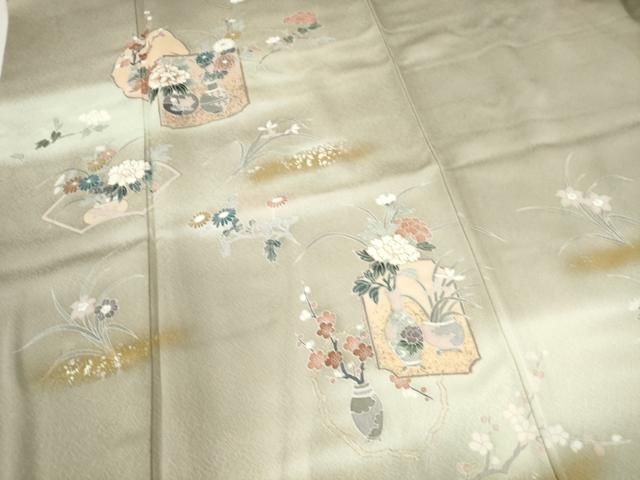 平和屋着物□訪問着 陶器花文 暈し染め 金彩 正絹 逸品 AABC1056ma