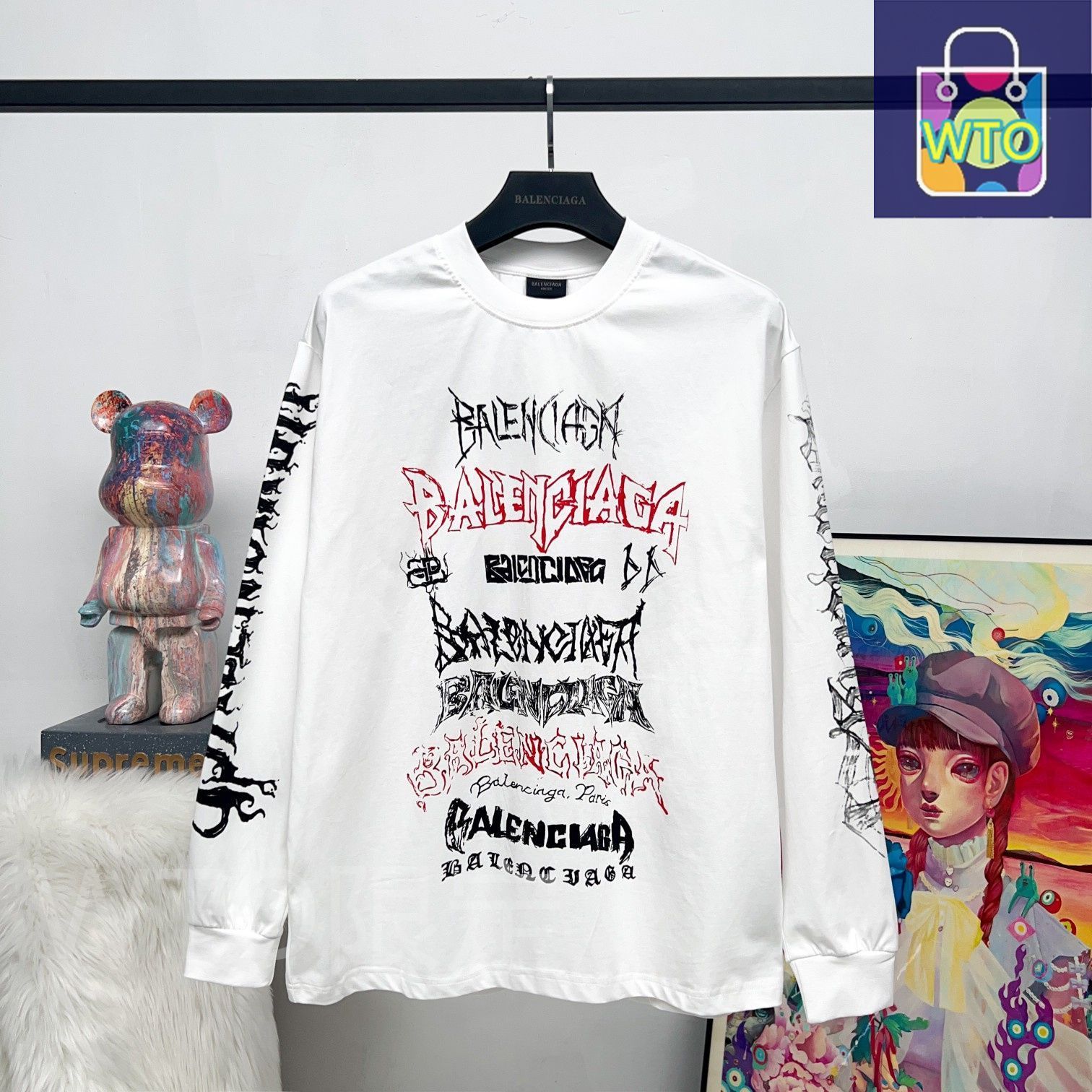 直営店‐BALENCIAGA‐ ロング スリーブ Tシャツ バレンシアガ BALENCIAGA XXXL ロングスリーブ Tシャツ ブラック