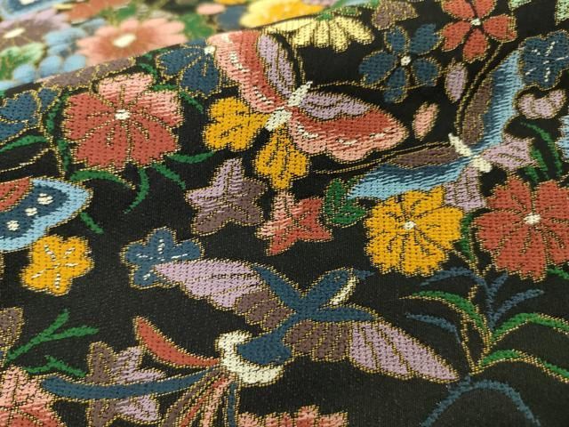 平和屋本店□極上 西陣 白綾苑大庭 六通柄袋帯 宝尽くし花鳥舞蝶文