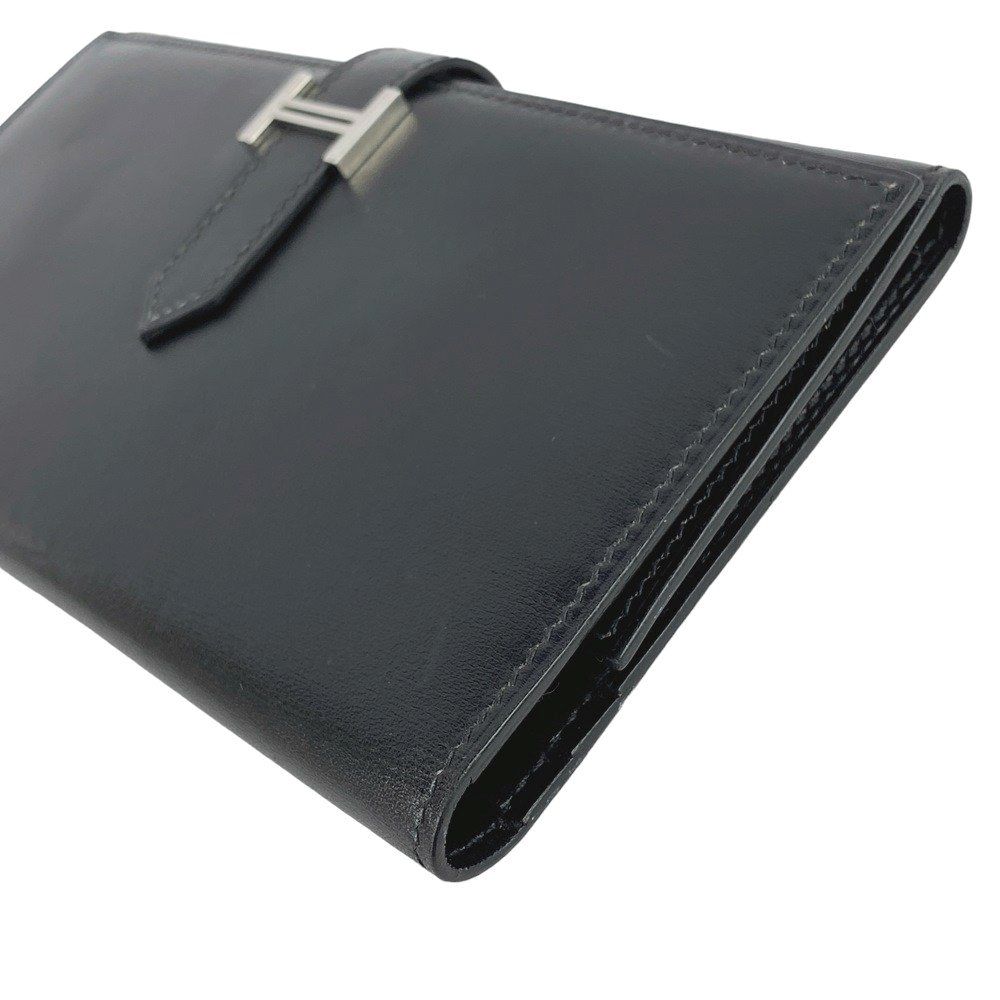 □美品□ エルメス ベアン デュプリ 三つ折り 長財布 ボックスカーフ