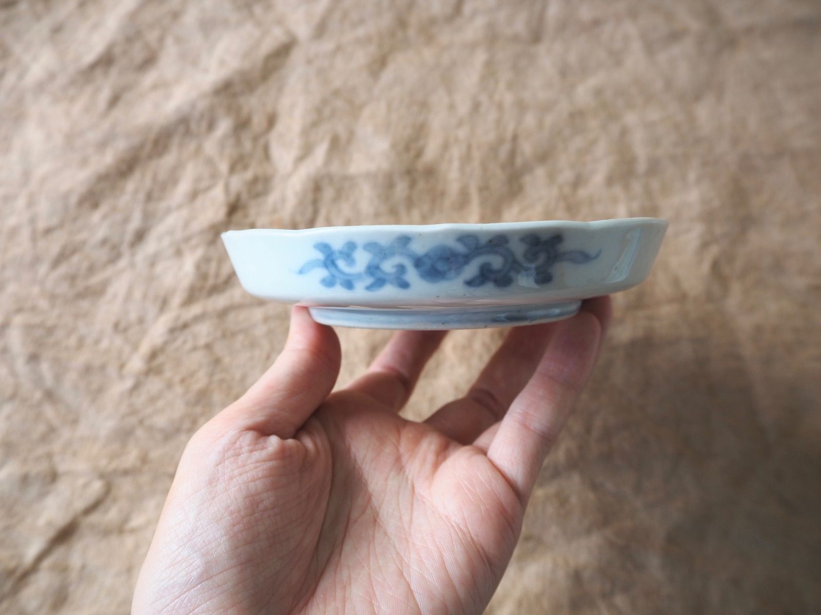 伊万里 色絵金彩 小皿 5客セット｜輪花 鳥と花文 和食器 骨董