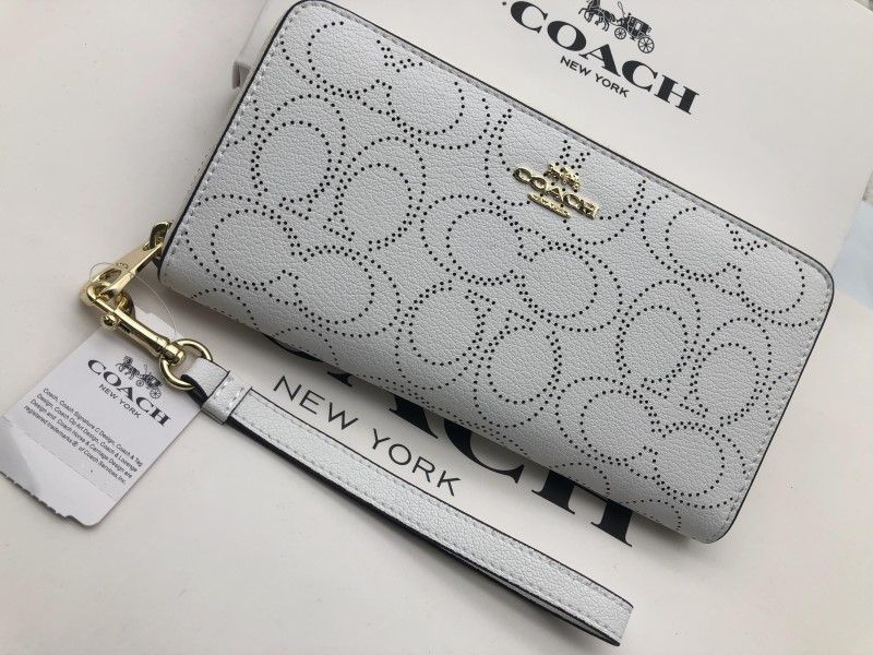 COACH 長財布 コーチ 財布 ホワイト シグネチャー アコーディオン