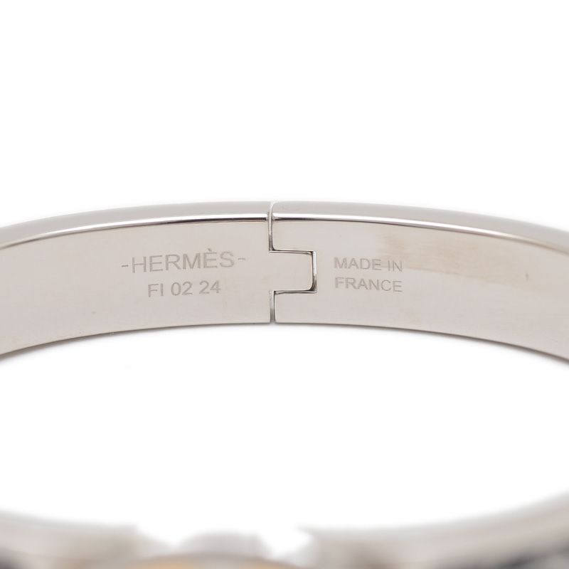 エルメス　ミニクリック　シェーヌダンクル　バングル　ホワイト　シルバー HERMES(エルメス) ミニクリックシェーヌダンクルブレスレット