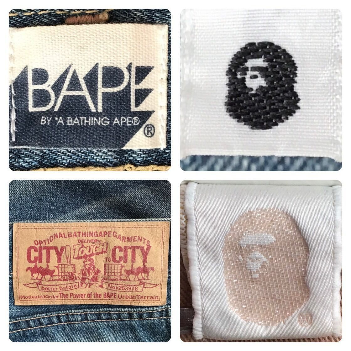 BAPE NYC LOGO 刺繍 デニム パンツ Lサイズ a bathing ape Denim pants