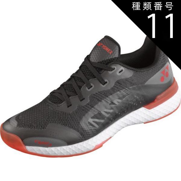 種類11：ﾌﾞﾗｯｸ/ﾚｯﾄﾞ/27.0(4550086956372) Yonex(ヨネックス) SHT507 パワークッション507 パワークッション シューズ 靴 カーペット カーペットコート 初級者 中級者 上級者 ローカット 3E