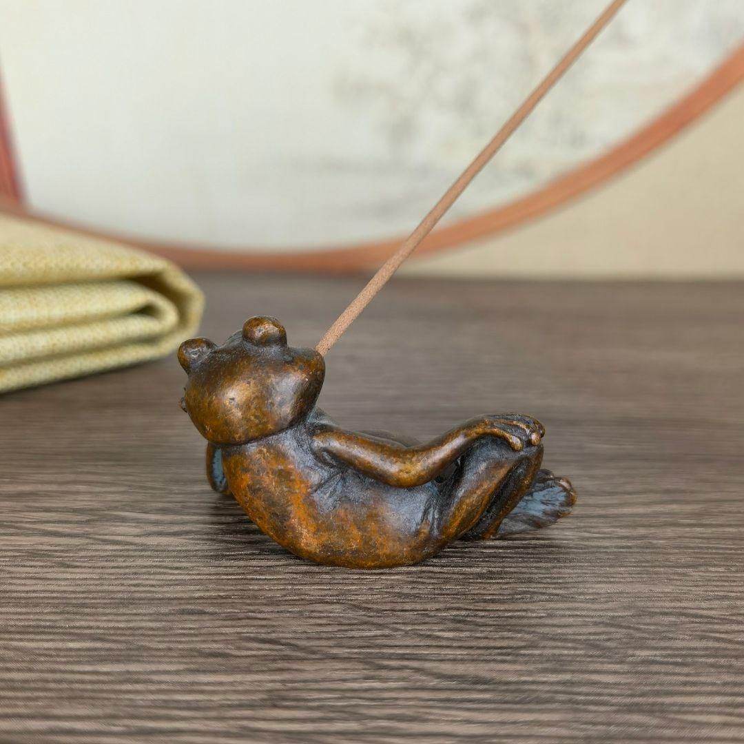 銅細工 カエル エル香挿 茶寵 香道具 装飾品 工芸品 美術品 置物 銅細工 カエル エル香挿 茶寵 香道具 装飾品 工芸品 美術品 置物