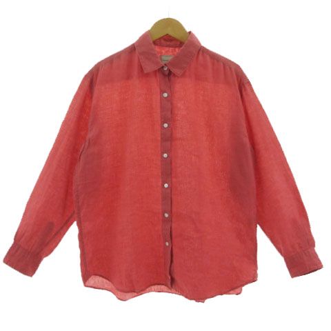 Linificio生地　ユナイテッドアローズ　リネンシャツジャケット　レッド系 セール】LIBECO リネン シャツジャケット（シャツ/ブラウス
